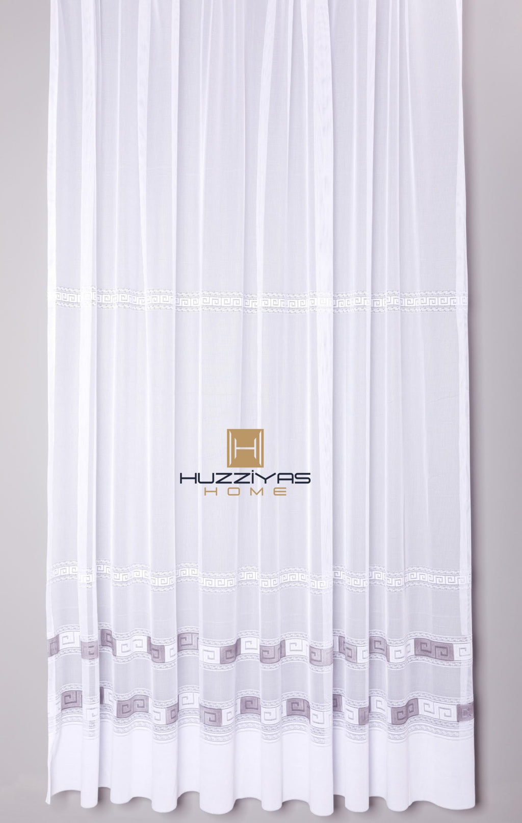 Szürke Görög mintás Kész Függöny 300x160 cm Huzziyas Home