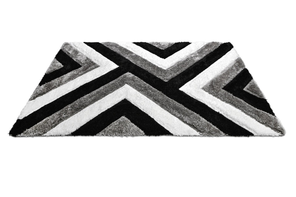 California 3D Háromszöges Grey - Black Szőnyeg 160 x 220 cm Huzziyas Home