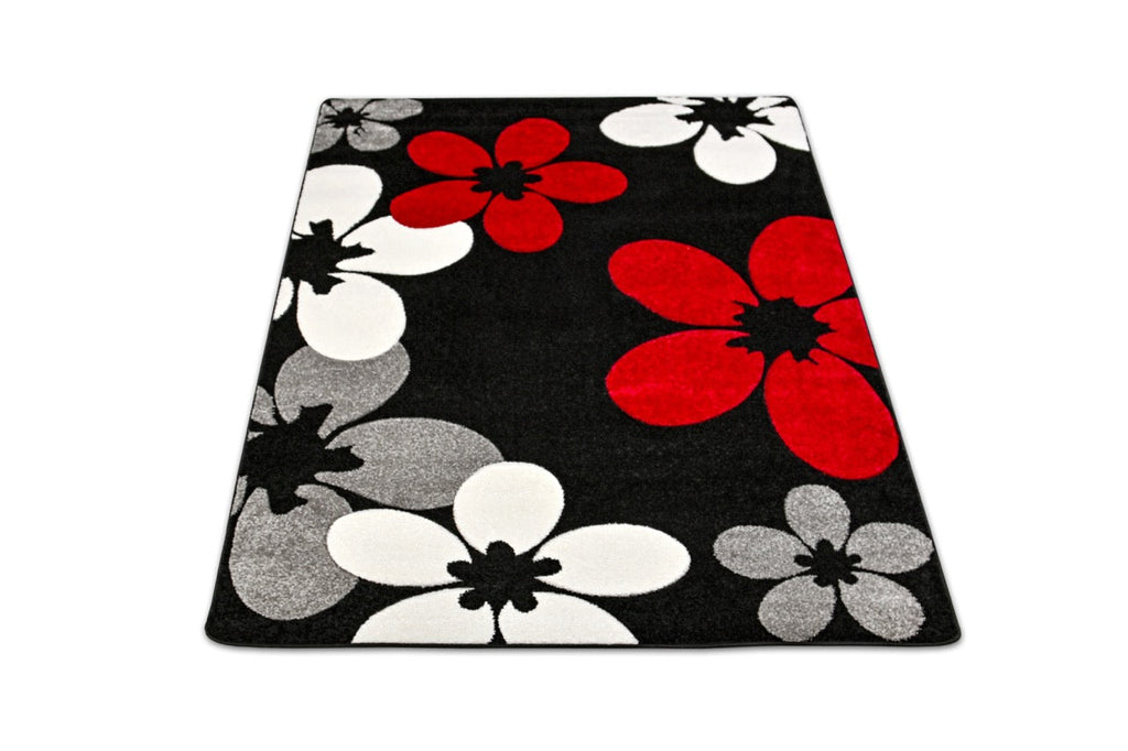Margaret Flower Black - Red  Szőnyeg 160 x 220 cm Huzziyas Home