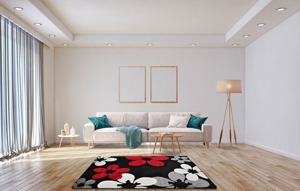 Margaret Flower Black - Red  Szőnyeg 160 x 220 cm Huzziyas Home